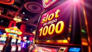 Slot depo 1000 menarik perhatian di mesin slot yang cerah dan penuh warna.