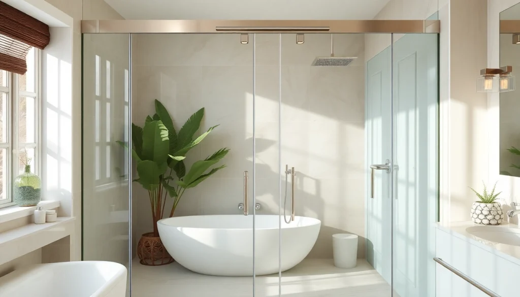 Elevate your bath with elegant glass shower doors that blend luxury and modern design.