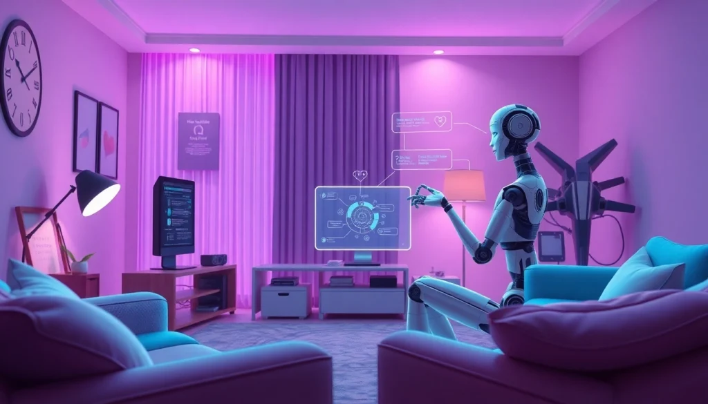 Engaging NSFW character AI chatbot in a modern, inviting setting.