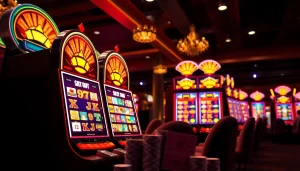 Menampilkan promo slot depo 1k dengan mesin slot berwarna cerah dan suasana kasino.