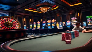 Experience thrilling gameplay at RR88 KJC with vibrant poker tables and exciting slot machines.