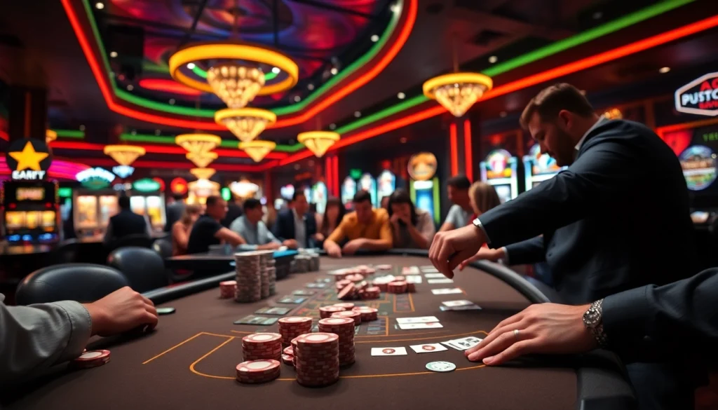 Explore cs2 gambling sites reddit with an exciting casino scene of vibrant gaming tables and enthusiastic players.