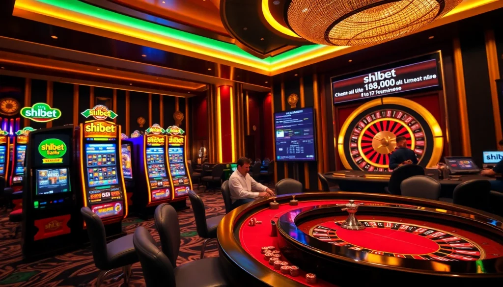 Experience the excitement of shbet in a vibrant casino setting featuring slot machines and poker tables.