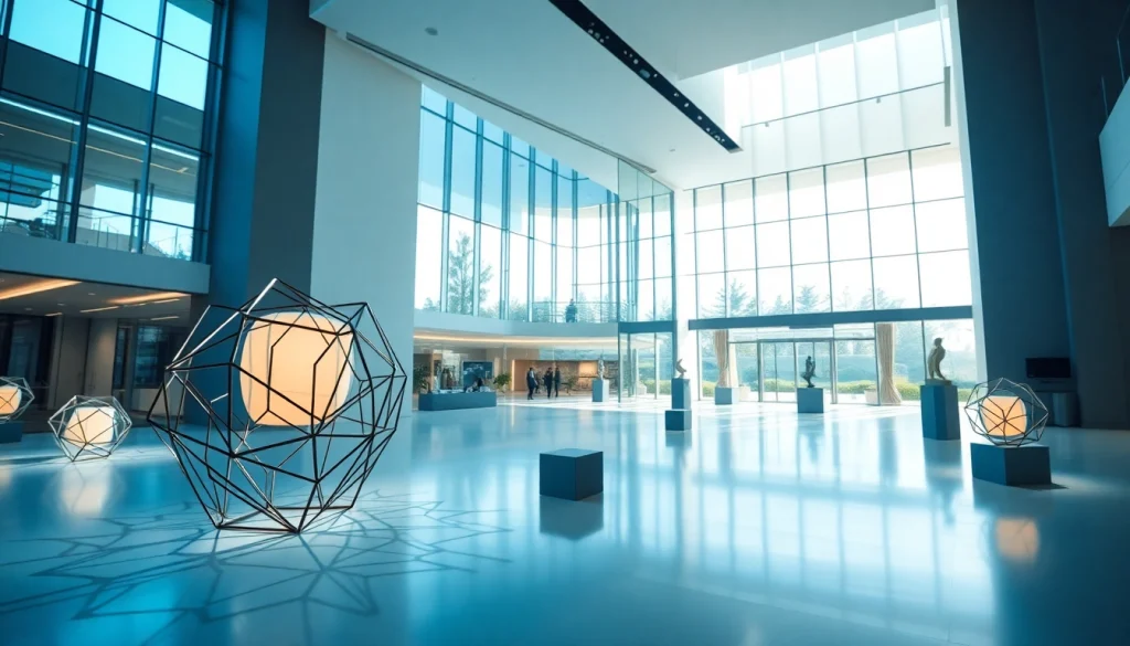 Sleek Illumination enhancing a modern exhibition venue with distinct ambient lighting.