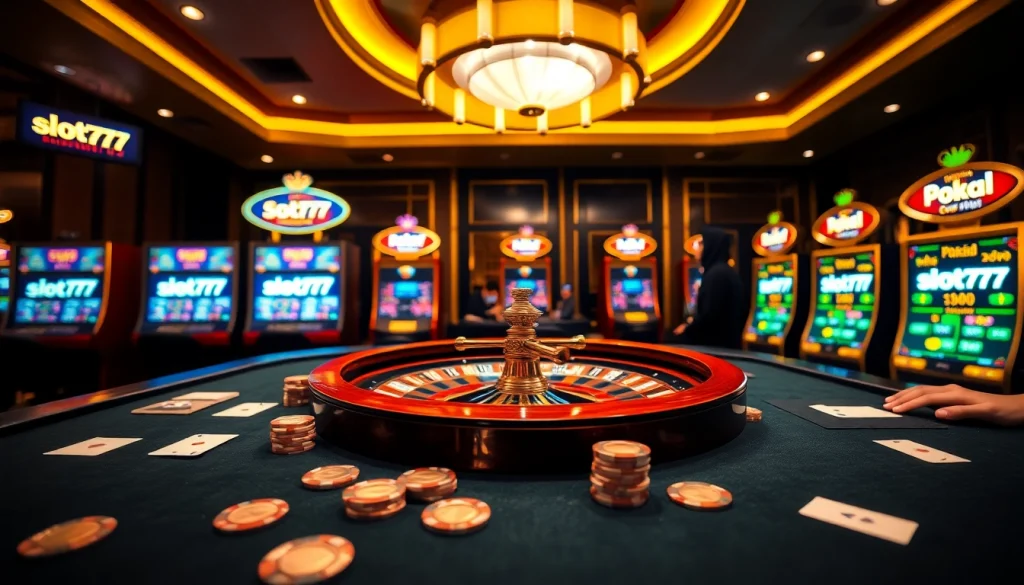 Experience the excitement of slot777 with engaging poker and roulette games in a luxurious casino.