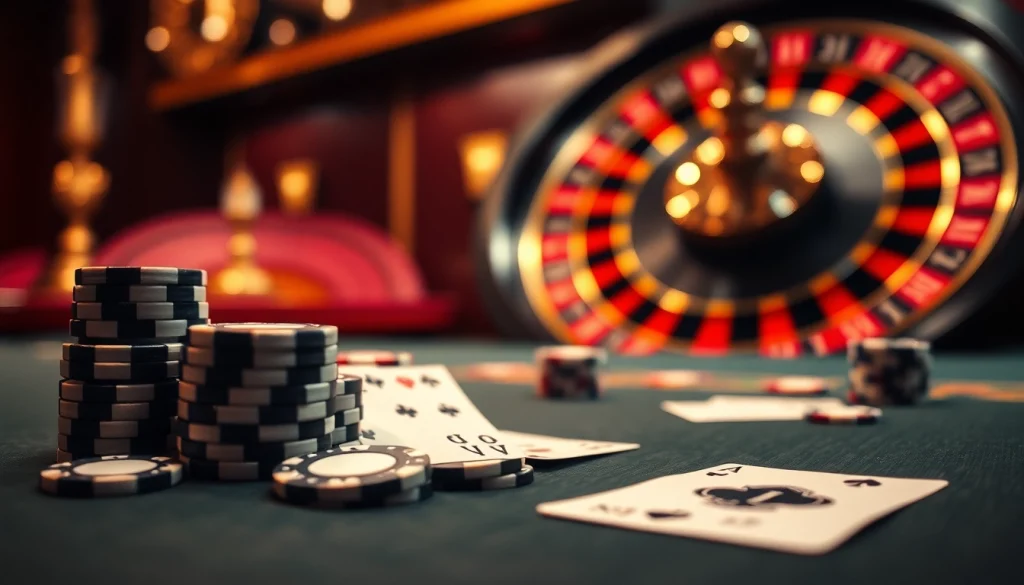 Vivez l'excitation d'un casino fiable en ligne avec une table de jeu luxueuse et une roue de roulette.