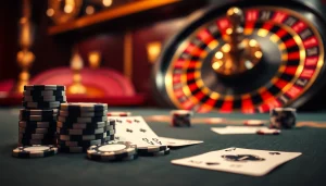 Vivez l'excitation d'un casino fiable en ligne avec une table de jeu luxueuse et une roue de roulette.