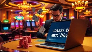 Vivez un gameplay palpitant dans un cadre luxueux au casino fiable en ligne, avec des jetons de poker et une roulette.