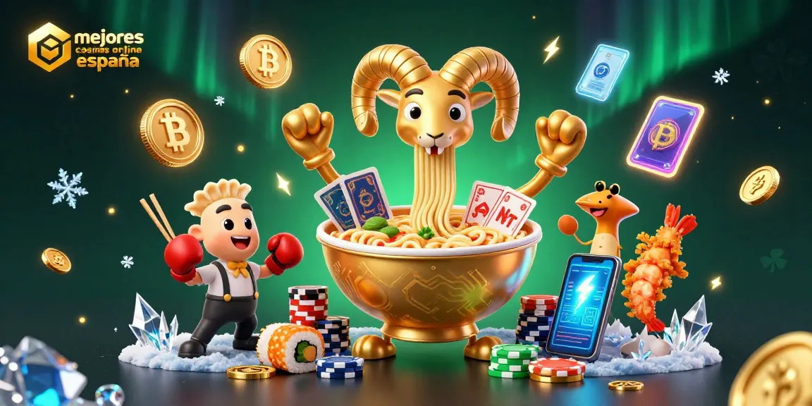 Reseña de los mejores casinos online en España, con personajes de casino y elementos digitales.