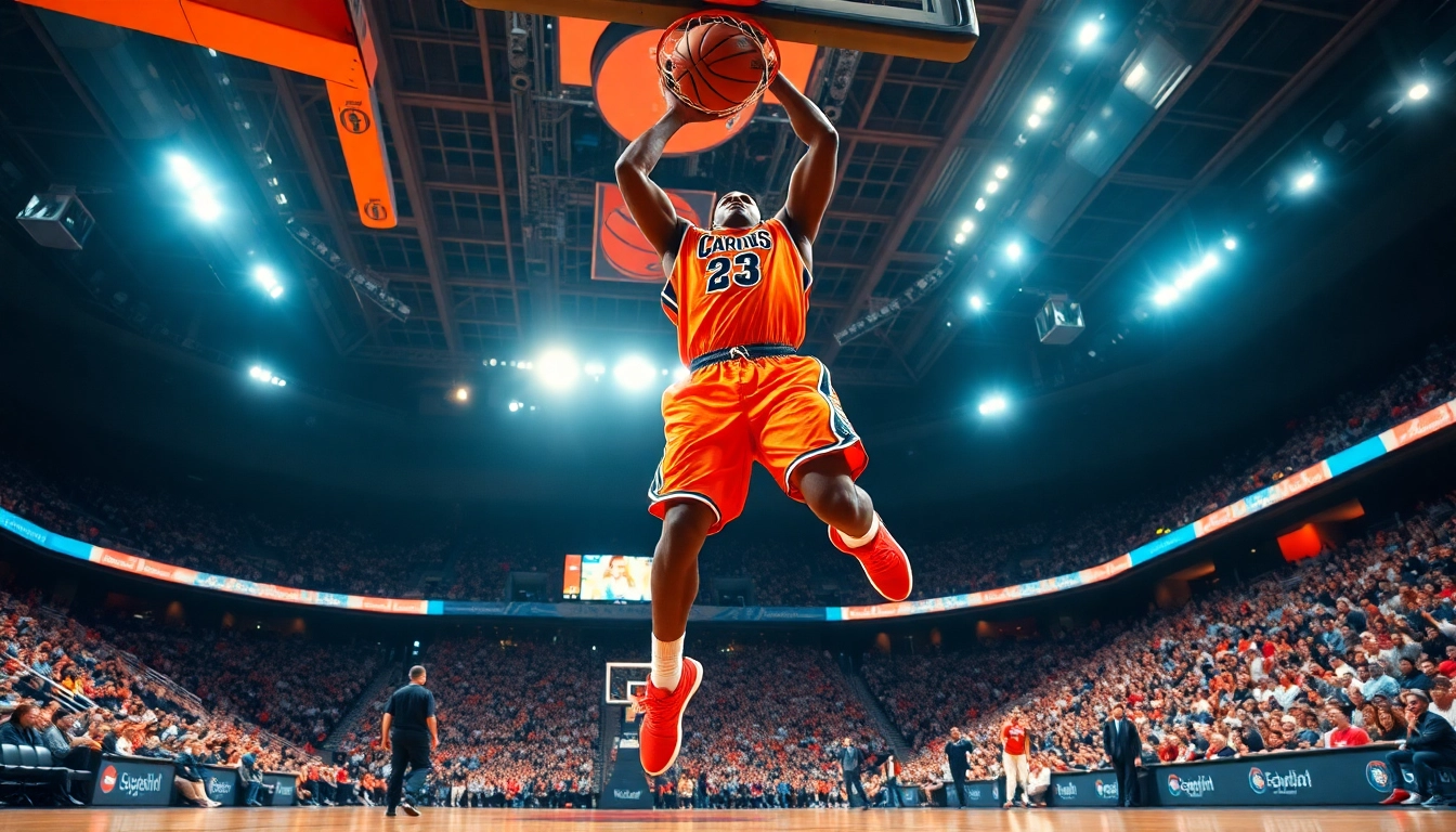 Dee Brown performing an impressive dunk in a lively basketball arena, showcasing athleticism.